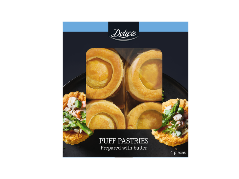 Pâtisseries feuilletées au beurre, 4 pièces, avec et sans garniture.