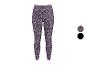 Legging femme imprimé léopard en violet et noir, avec une option de couleur noire.