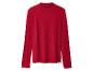 Pull rouge à manches longues avec col montant volanté.