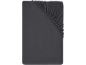 Drap-housse gris foncé avec coins élastiques.