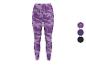 Legging de sport violet à motif abstrait avec des options de couleur unie.
