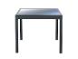 Table d'extérieur carrée gris foncé avec plateau en verre