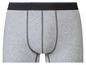 Boxers grises avec une bande bleu foncé et noire.
