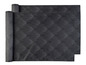 Deux sets de table noirs avec un motif géométrique.