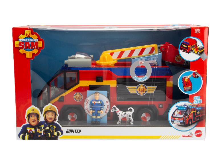 Camion de pompier Simba Fireman Sam Jupiter avec figurines et dalmatien.