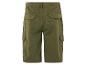Shorts cargo vert olive : poches cargo, style militaire.