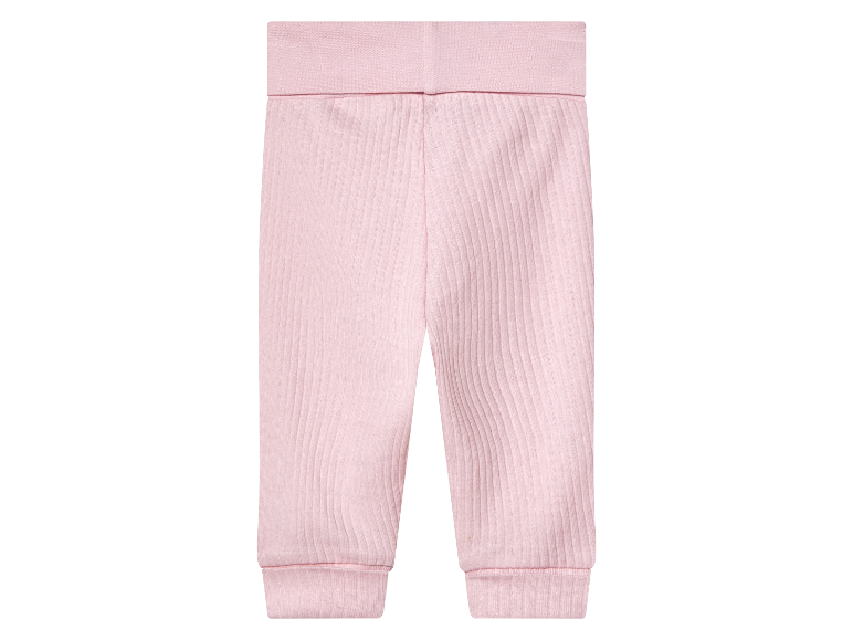 Pantalon bébé rose côtelé.