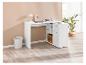 Bureau d'angle blanc avec rangements, idéal pour un espace de travail moderne.