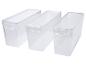 Trois conteneurs de rangement rectangulaires en plastique transparent