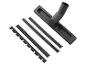 Accessoire d'aspirateur noir avec brosses et bandes en caoutchouc
