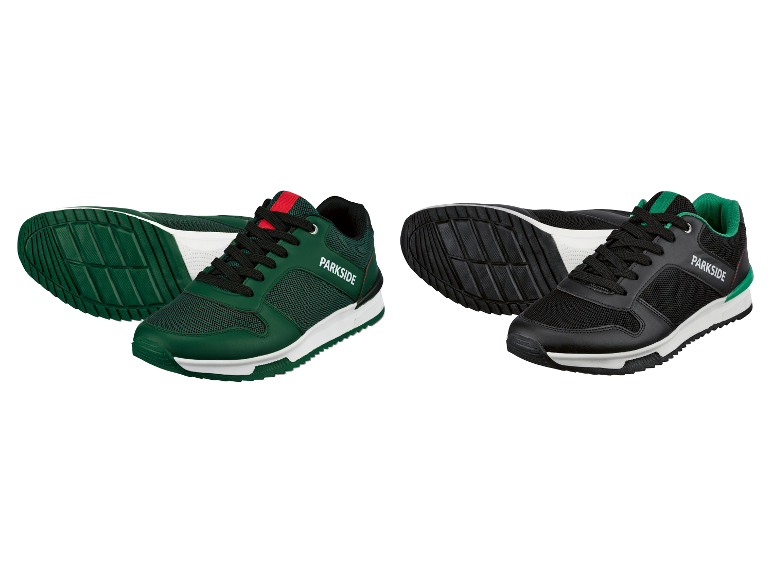 Chaussures de sport Parkside : modèles vert et noir.
