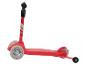 Trottinette rouge pour enfant, avec guidon noir et roues grises.