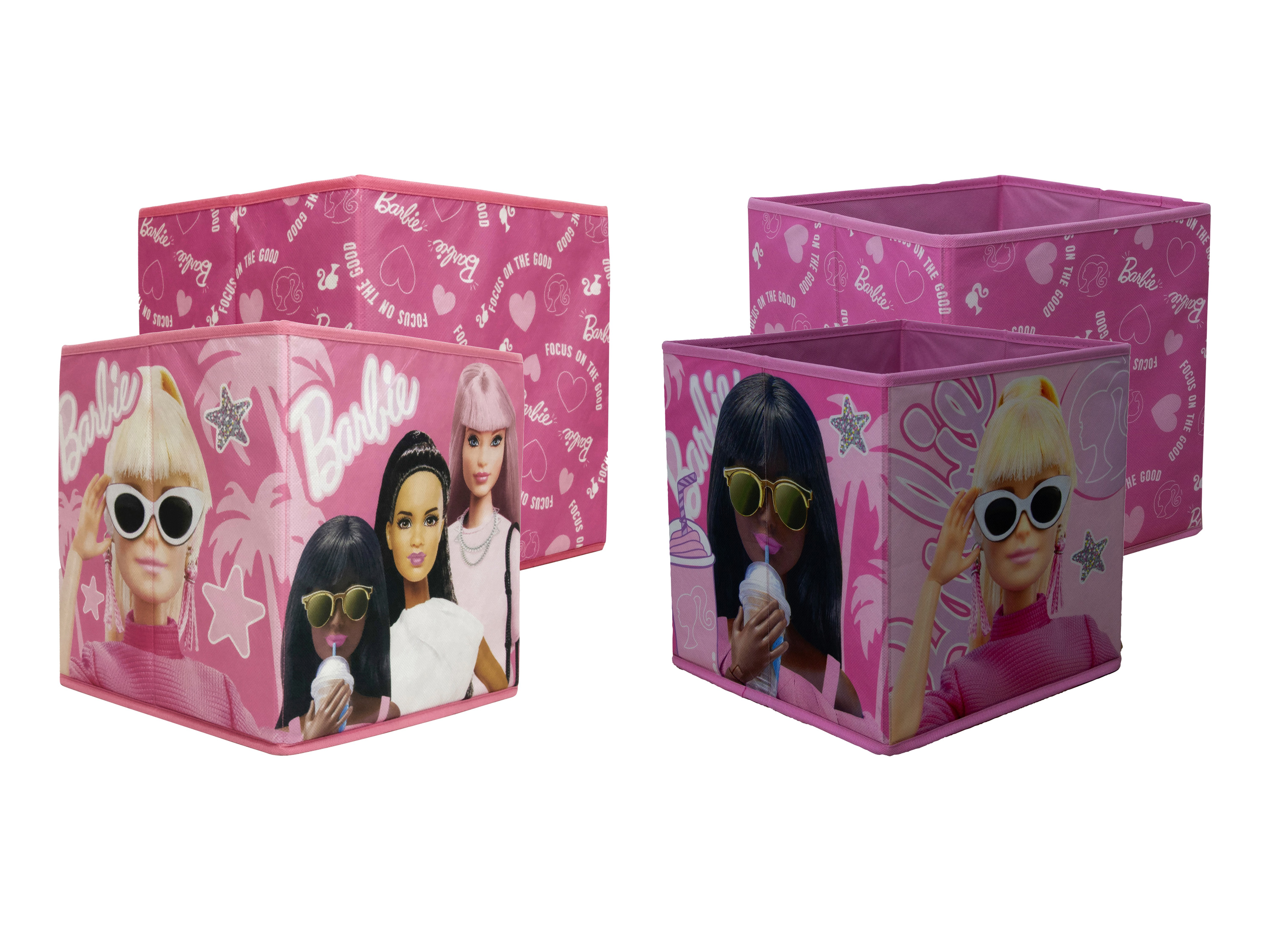 Barbie Lot de 2 boîtes de rangement, 30 x 30 x 30 cm