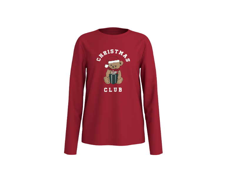 T-shirt rouge à manches longues avec motif d'ourson de Noël et inscription Christmas Club