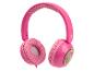Casque rose pour enfant, design Jungle, motif répété.