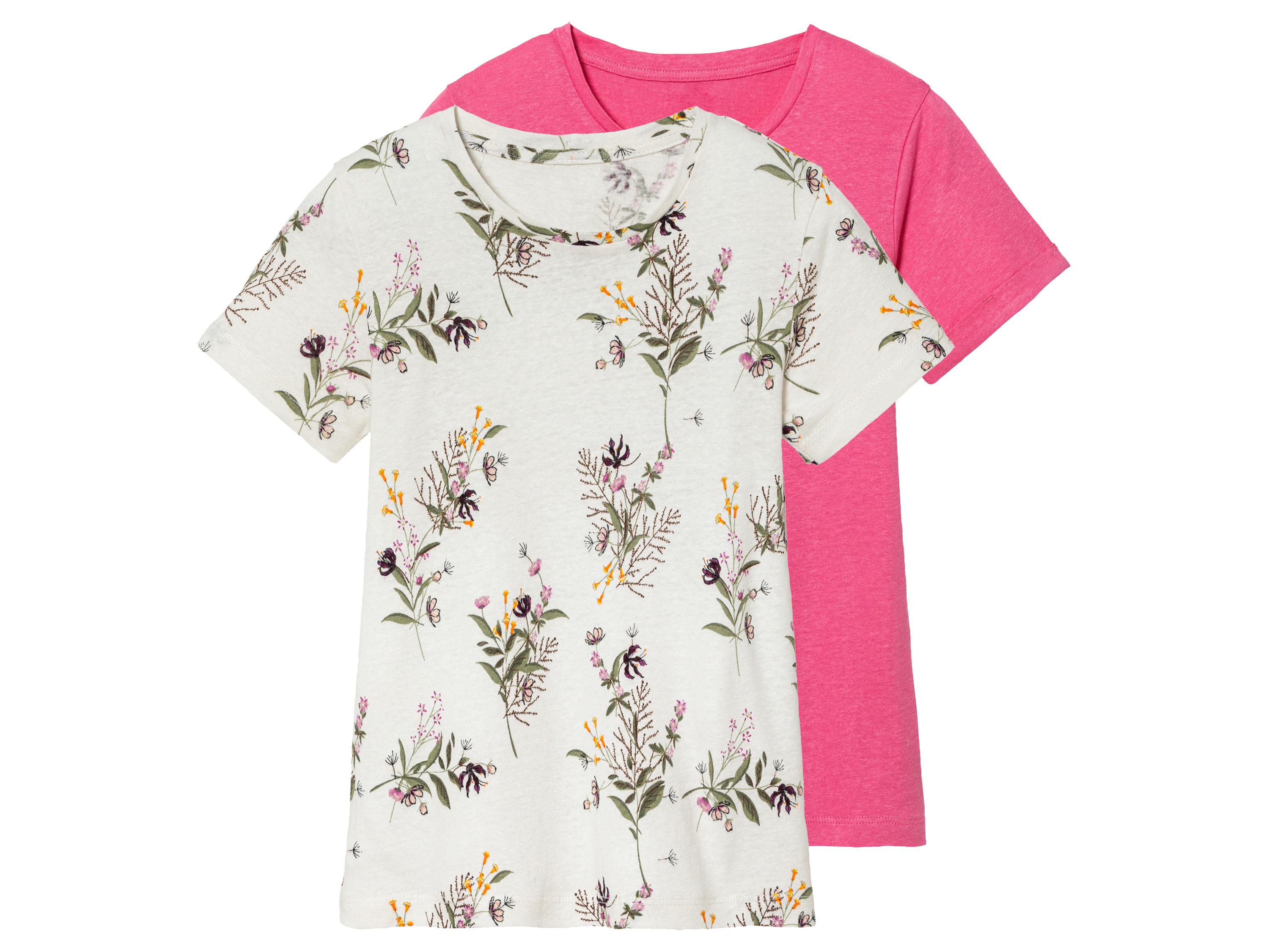 lupilu® Lot de 2 t-shirts en lin enfant (rose/blanc)