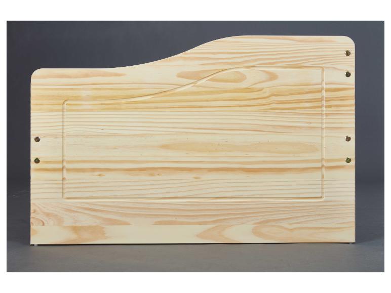 Tête de lit en bois avec partie supérieure incurvée.