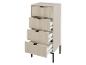 Une commode beige avec quatre tiroirs.