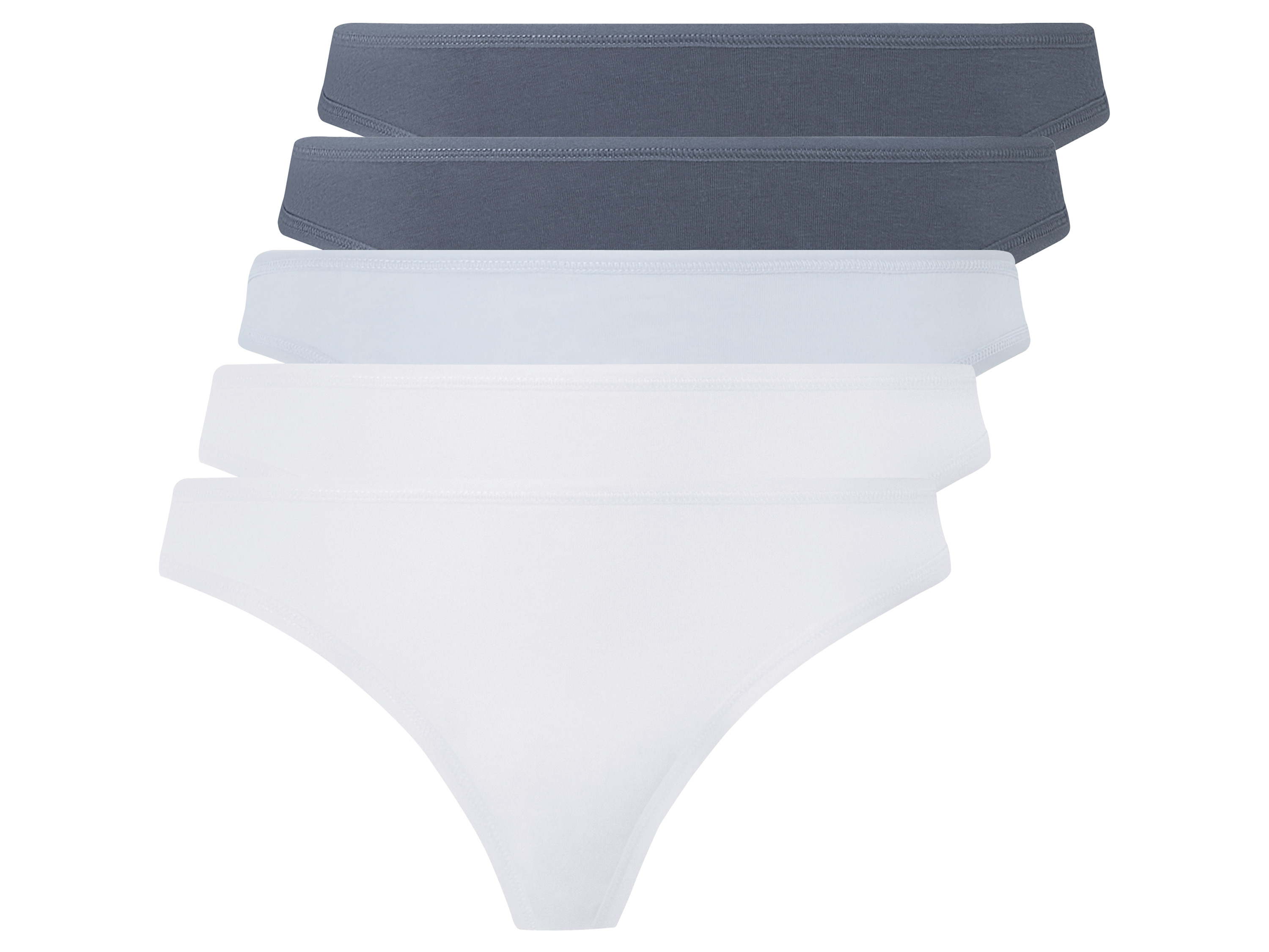 esmara® Lot de 5 strings femme (S (34/36), bleu imprimé/blanc)