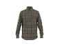 Chemise à carreaux marron à manches longues pour homme avec poche.