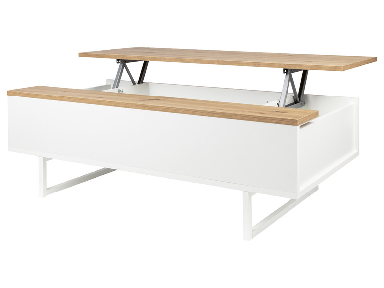 Aller en mode plein écran : LIVARNO home Table basse Madrid, 110 x 37,5 x 58 cm, imitation chêne/blanc - Image 3