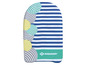 Un bodyboard Schildkröt à rayures bleues et blanches avec des ballons colorés.