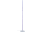 Lampadaire blanc avec lumière violette sur fond noir.