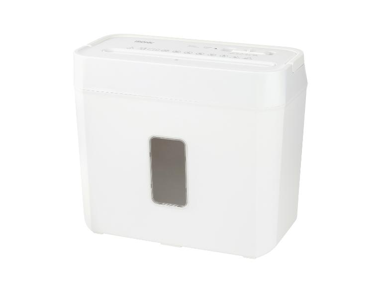 Destructeur de papier TRONIC blanc avec fenêtre transparente et commandes sur le dessus