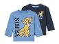 Deux t-shirts manches longues pour bébé, bleu et bleu marine, avec Simba du Roi Lion.