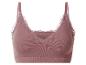 Bralette côtelée rose avec bordure en dentelle