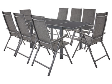 LIVARNO home Set de table de jardin extensible + 8 fauteuils Toronto en aluminium, anthracite
