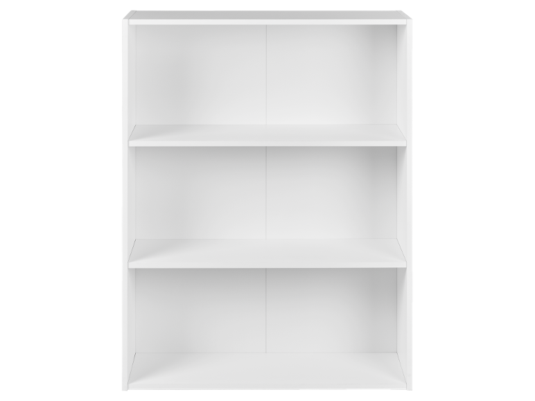 Bibliothèque en bois blanc avec trois étagères spacieuses