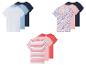 Lots de t-shirts pour filles : unis, rayés et imprimés coquillages.