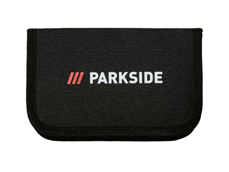 Sac à outils noir PARKISDE avec un logo rouge et blanc