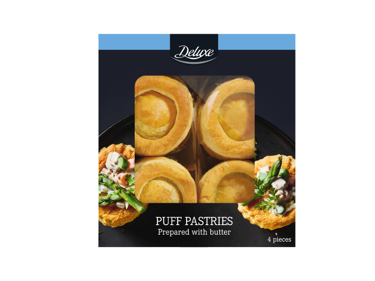 Pâtisseries feuilletées au beurre, 4 pièces, avec et sans garniture.