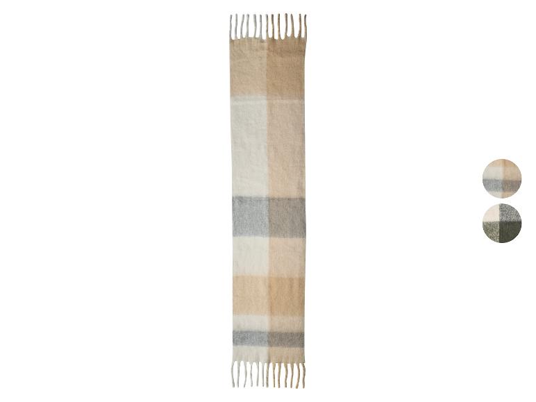 Écharpe à carreaux beige, blanche et grise avec deux variations de couleur.