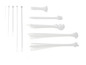 Un assortiment de colliers de serrage blancs, individuels et en paquets.