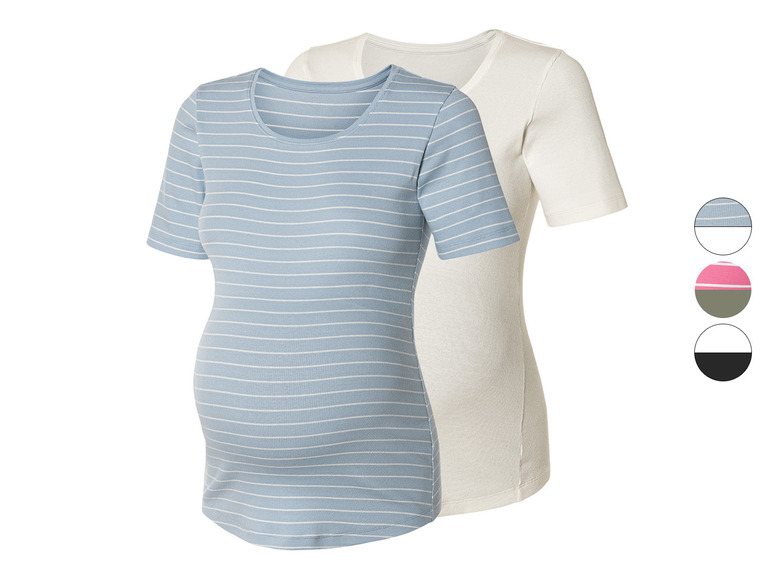 Aller en mode plein écran : esmara® Lot de 2 t-shirts de grossesse côtelés femme - Image 1