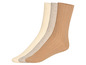 Trois paires de chaussettes en beige et marron.