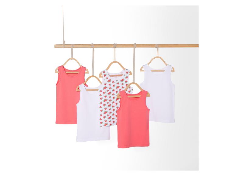 Débardeurs pour filles : rose corail et blanc à motifs pastèques.