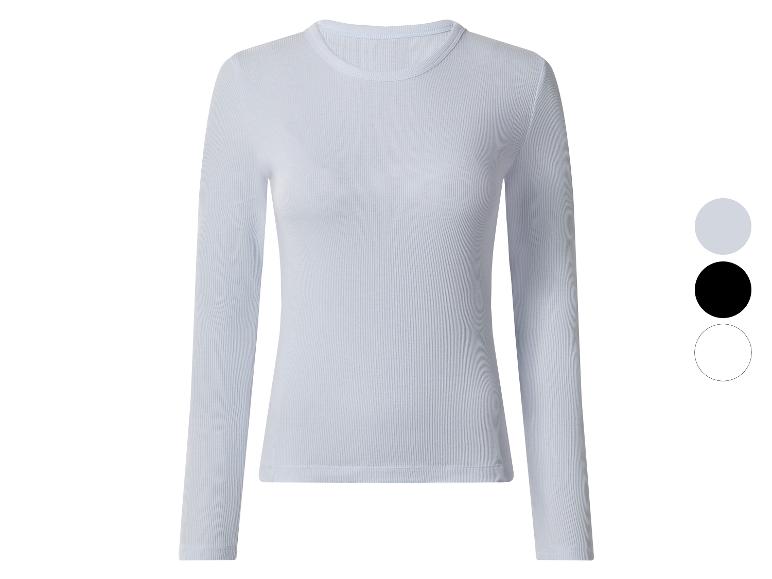 Haut côtelé ajusté à manches longues, disponible en trois couleurs.