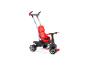Un tricycle rouge avec une barre de poussée de la marque 