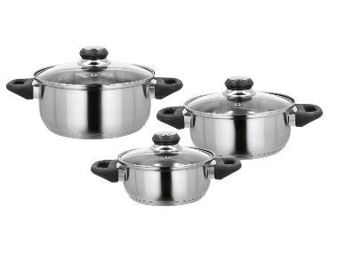 SILVERCREST® Set de 3 faitouts en acier inoxydable avec couvercle