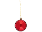 Boule de Noël rouge avec ficelle dorée.
