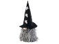 Nain d'Halloween avec chapeau noir à fantômes et barbe grise.