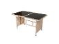 Table de jardin rectangulaire en osier avec plateau en verre foncé