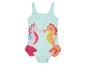 Maillot de bain une pièce enfant, motif hippocampes, volants.