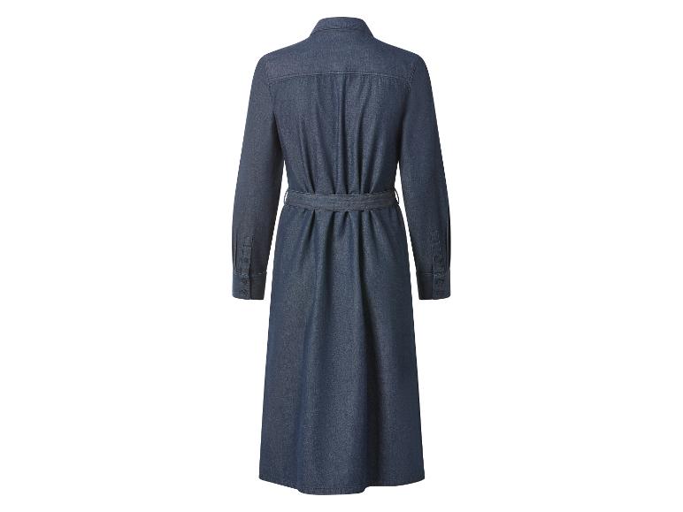 Robe longue en jean bleu foncé avec ceinture, vue arrière