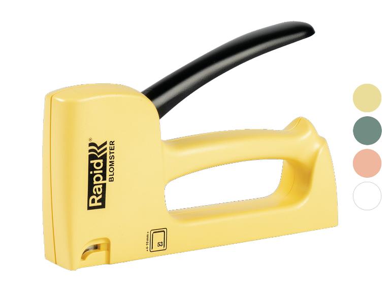 Agrafeuse manuelle jaune LIVARNO® R53 avec poignée noire et logo de la marque.