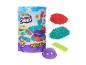 Ensemble Kinetic Sand Mold 'n Flow avec du sable Kinetic rouge et turquoise et 3 outils.